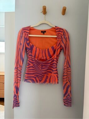Noreen Top in Orange Zebra